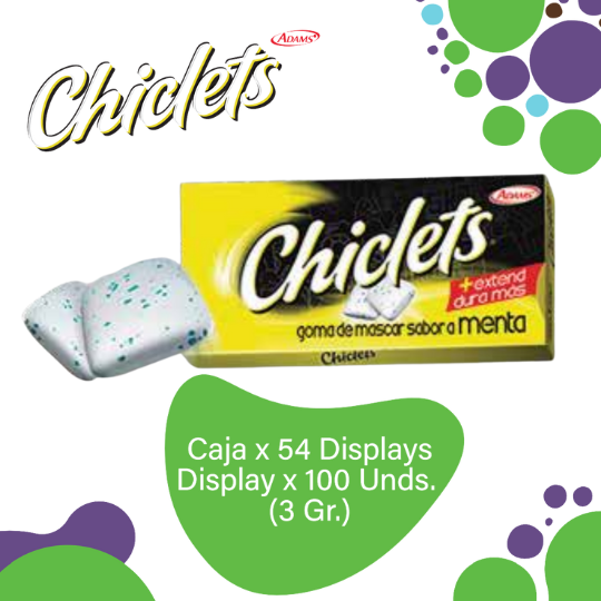 Adams Chiclets Saborizados Menta 100s Caja EC 54x100x2.8g - Yulieth ...